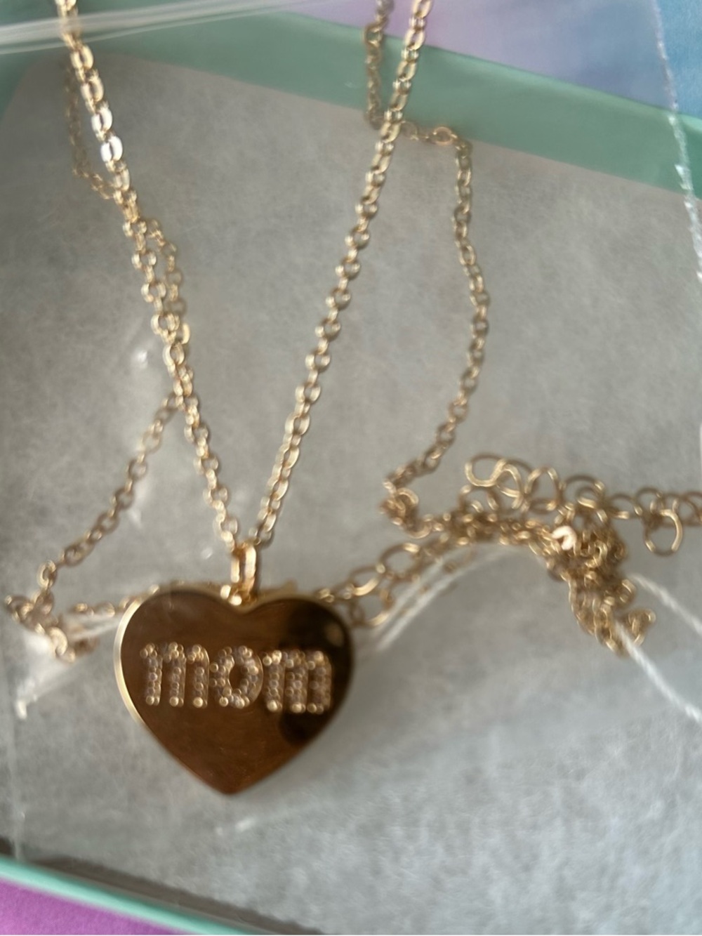 Park Lane Gold Heart Pendant Necklace with Clear Crystals